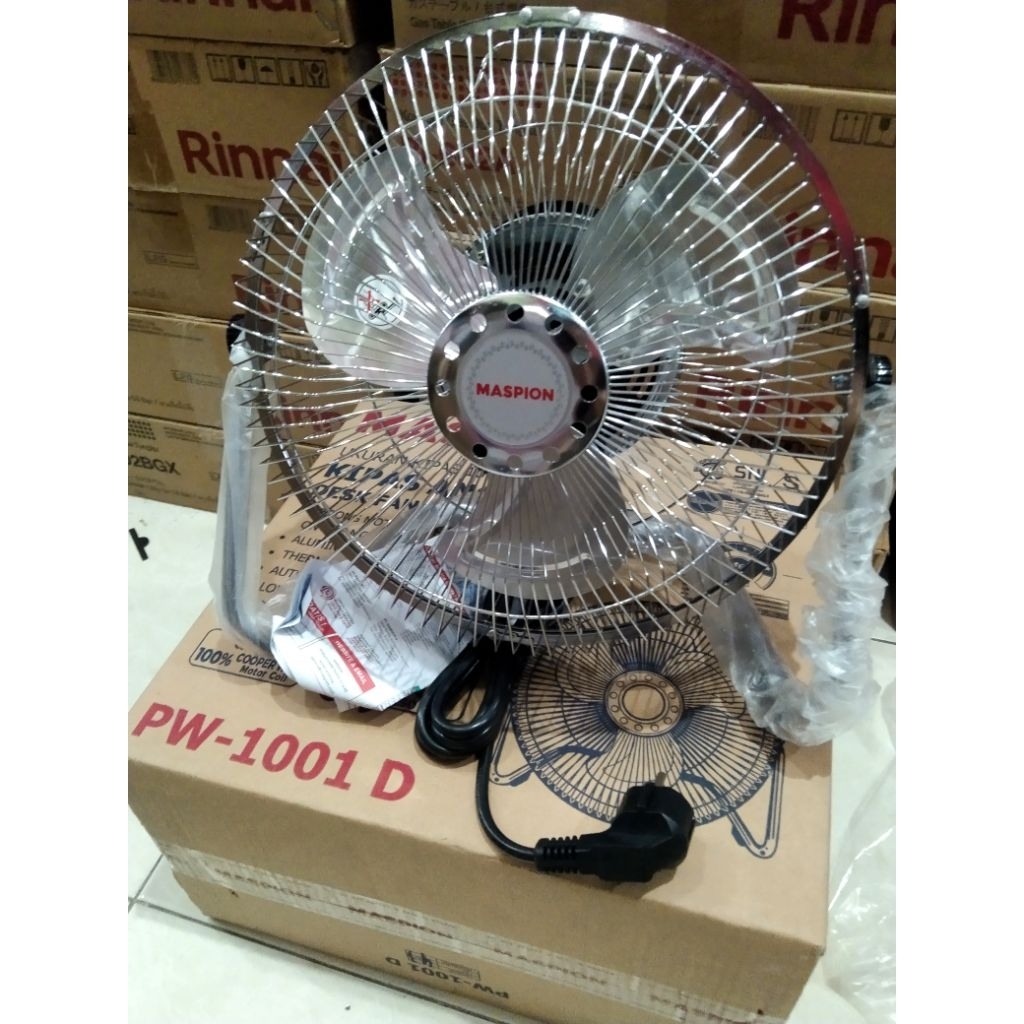 MASPION PW-1001 D DESK FAN KIPAS ANGIN MEJA... Maspion PW1001D PW 1001 D Baling kipas Besi
