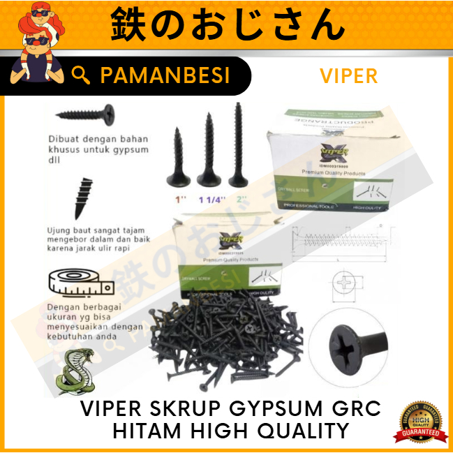 1KG VIPER SEKRUP GYPSUM 2cm 2,5cm 3cm 4cm 5cm 7cm Baut Sekrup Baja Gypsum Gipsum