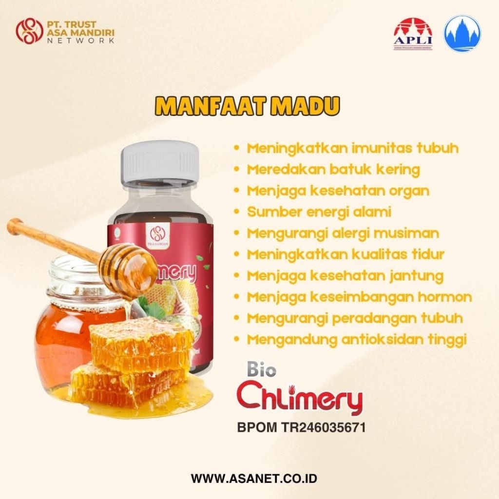 

(PAKET HEMAT) 4 BTL 120ML ASA BIO CHLIMERY - MADU ALAMI BPOM ORIGINAL
