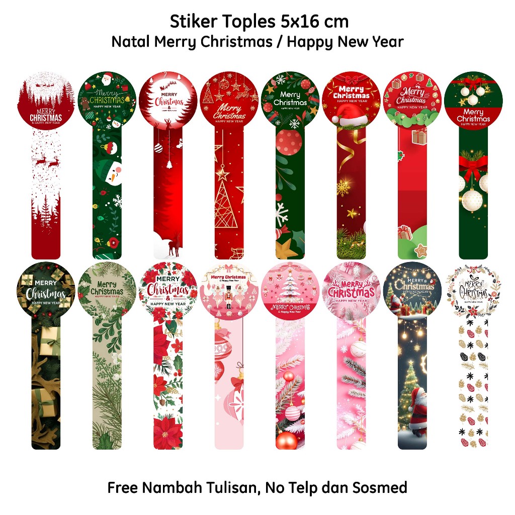 

20 pcs Stiker toples Natal Merry Christmas Ekonomis