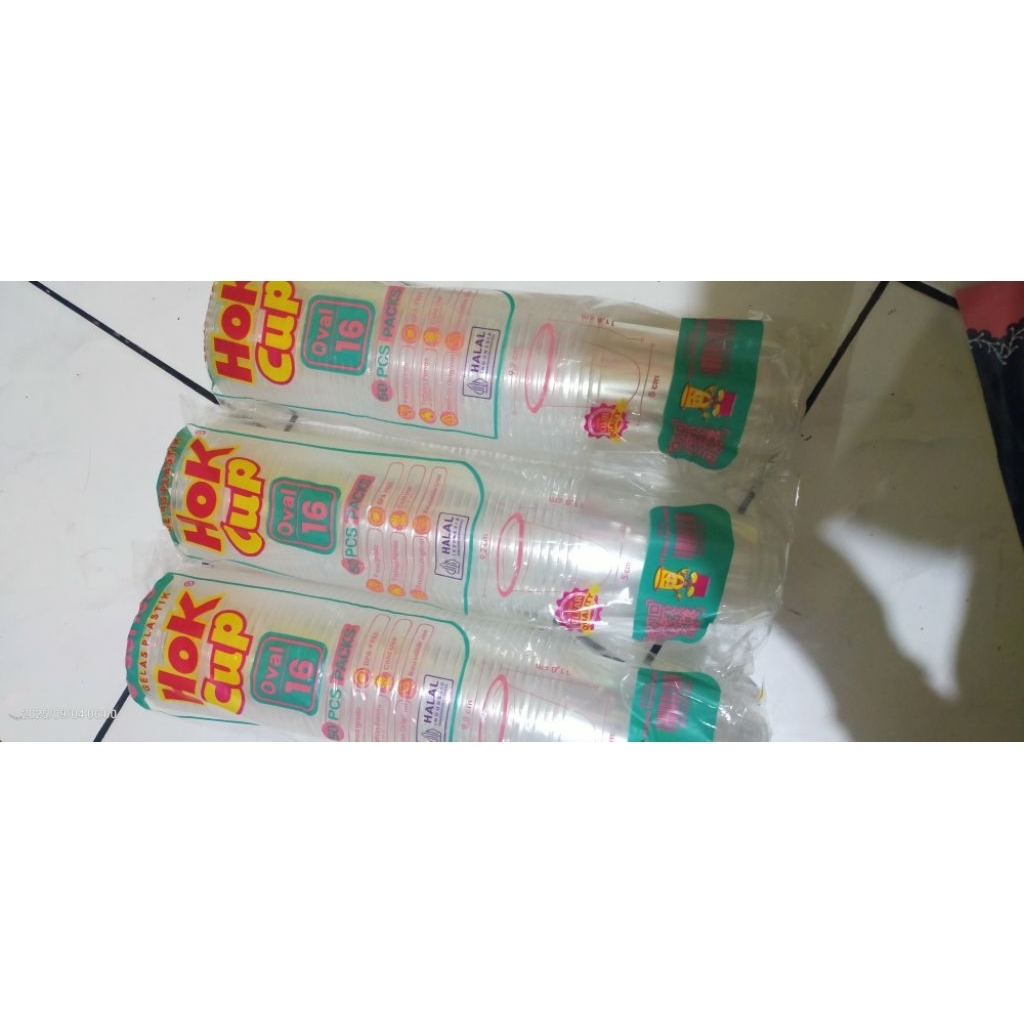 cup gelas oval HOK 16oz tebal