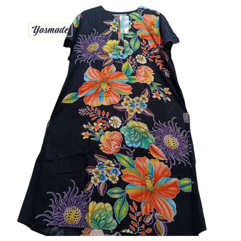 daster kencana ungu lengan pendek bunsui asli batik kencana ungu Lebel biru ld 120 PB 115 daster bat