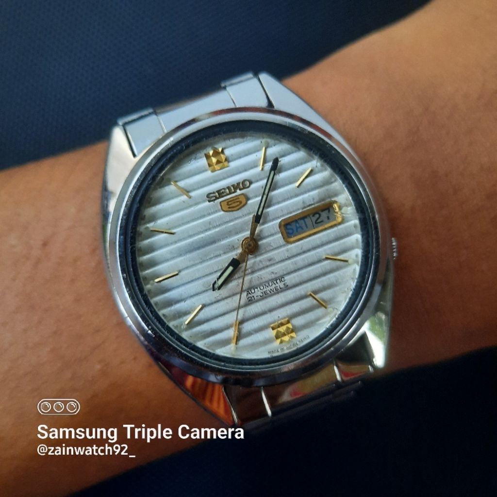 Jam Tangan Seiko 5 Caliber 7009 White Dial Vintage Automatic Original