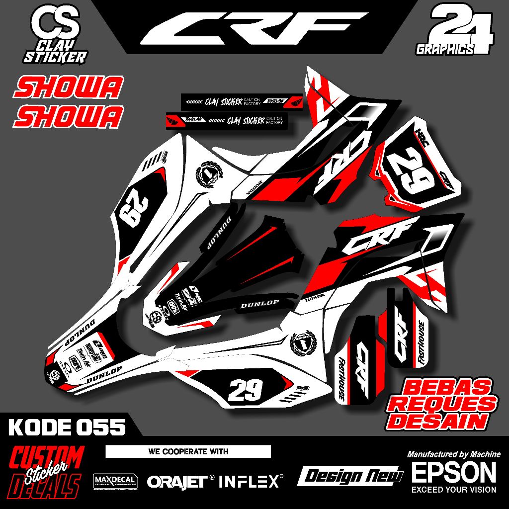 Decal Striping Motor CRF 150L Desain Simpel – Bisa Custom – Bahan Tebal & Tahan Lama Kode 055