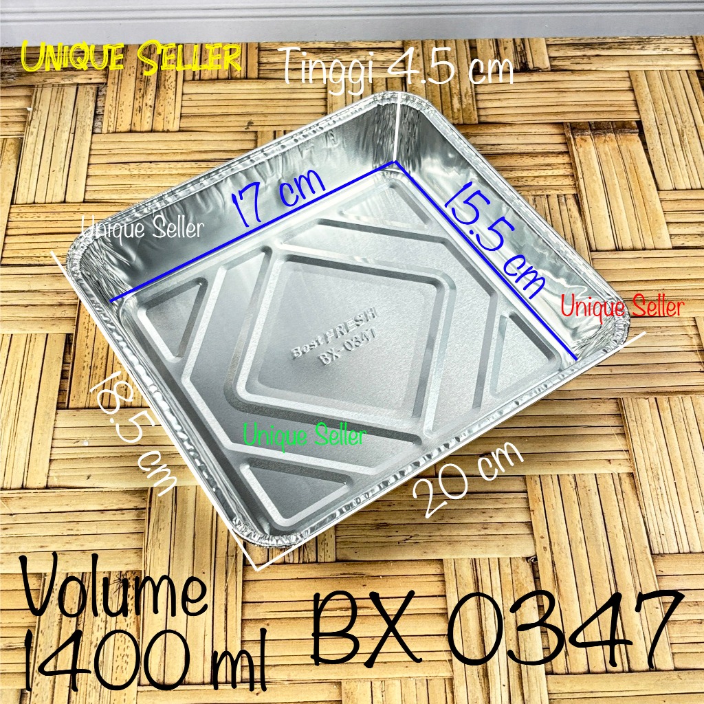 Aluminium Foil BX 0347 uk 20x18.5 cm Bestfresh / Alufoil Tray Kotak Besar 20x18,5 cm Best Fresh / Al