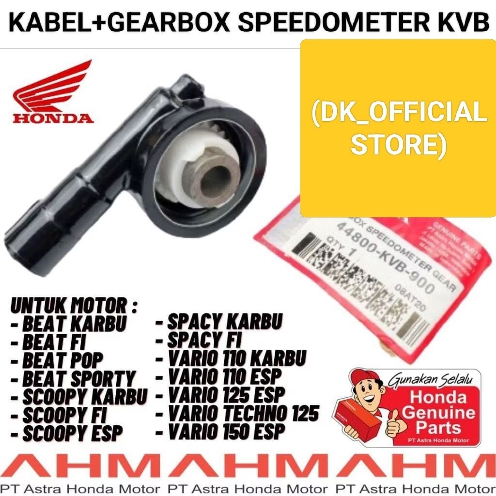 100% ORIGINAL gear box kabel speedometer Honda Kode KVB untuk Vario, beat fi, beat pop, beat karbu, 