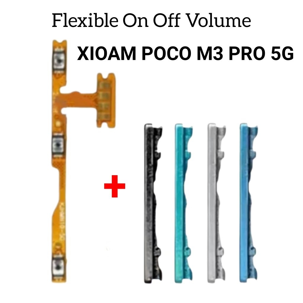 Tombol Luar + Flexible On Off Volume For Xioami Poco M3 Pro 5G / Poco M3Pro 5G Fullset + Tombol On O