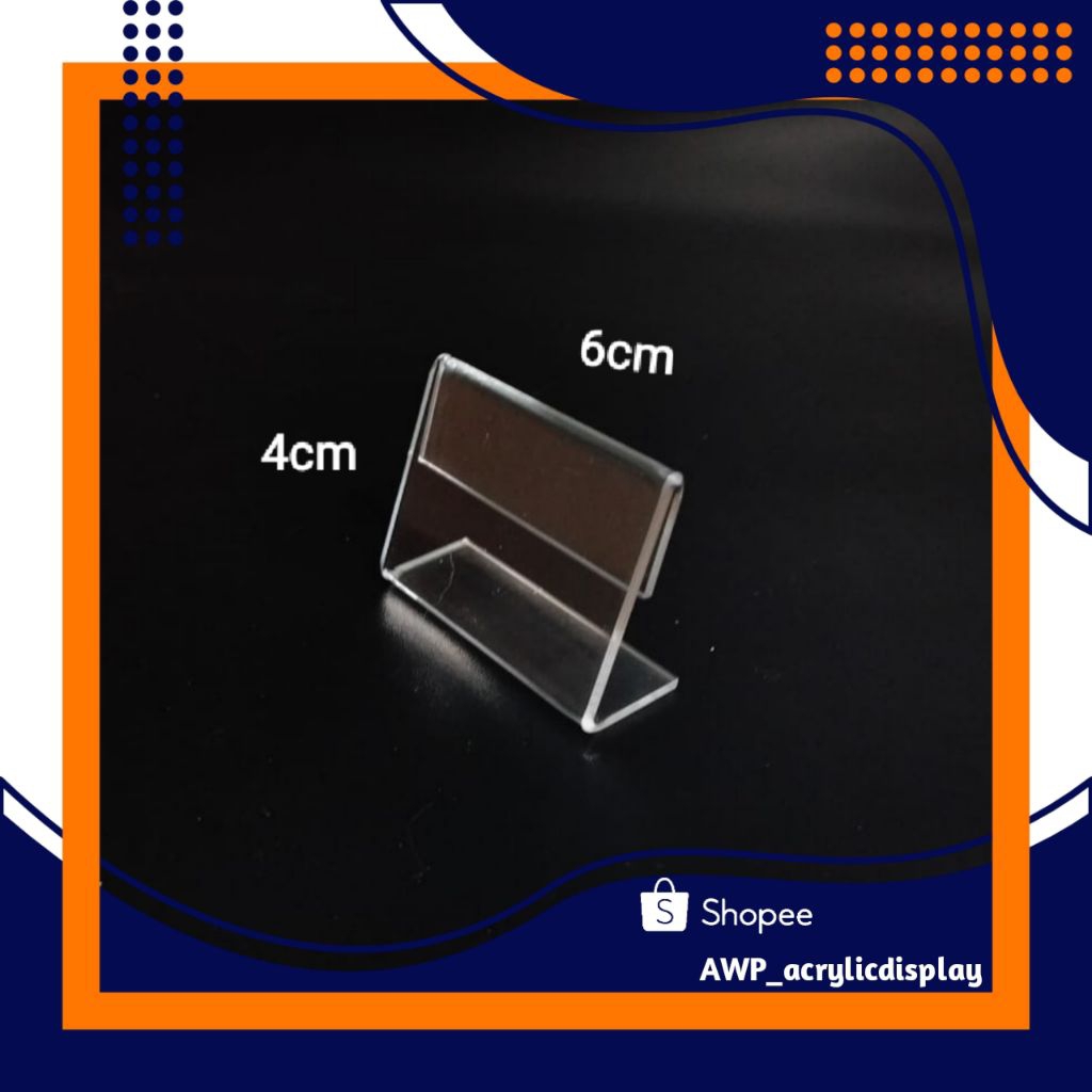 

STAND KARTU NAMA / KARTU BISNIS NAME TAG AKRILIK 4 X 6CM TIPE L KANTOR