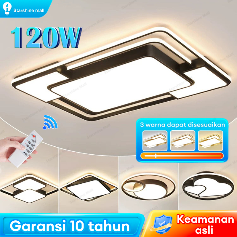 [ Penawaran khusus ] Lampu Plafon LED 3 Warna Modern Lampu Plafon Minimalis 72W Bentuk Persegi Gaya 
