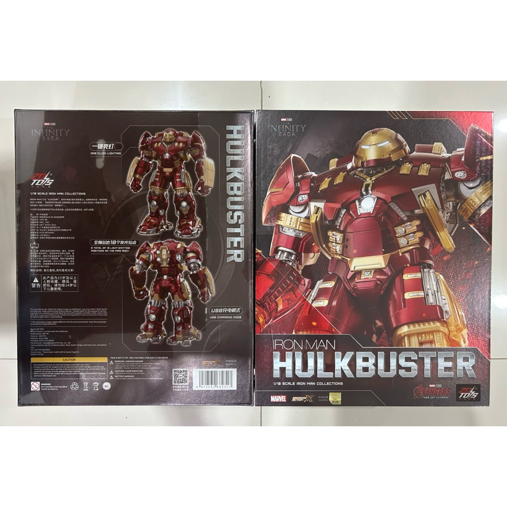 Iron Man Hulk Buster MK 44 LED ZD Toys Marvel Avengers Original Mainan Superhero Action Figure Iron 