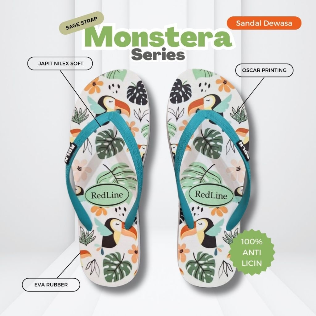 sandal japit wanita dewasa MONSTERA 36/40 redline
