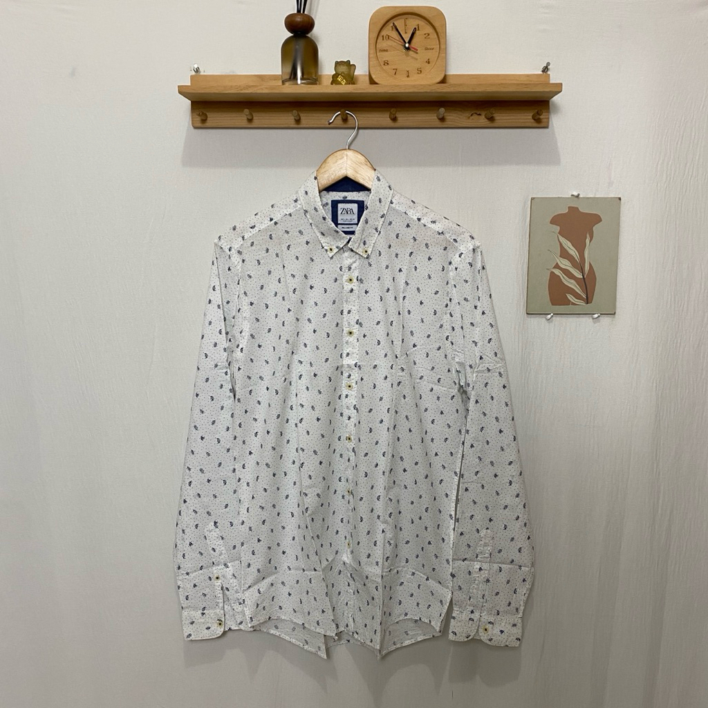 kemeja panjang pria ZARA MAN original size L motif