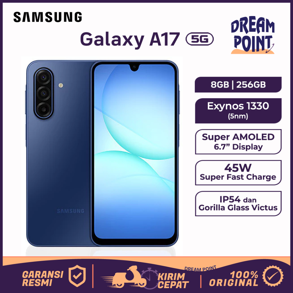 Samsung Galaxy A17 5G 8/256GB Exynos 1330 HP Samsung Terbaru 2025 Original Garansi Resmi SEIN