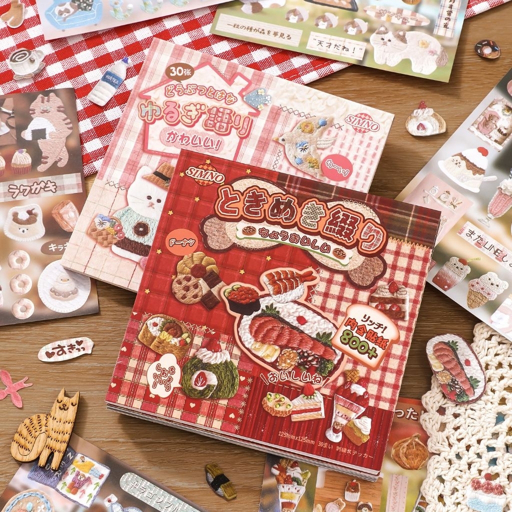 [WindHeart] 30 lembar sticker book Japanese embroidery sticker book cute style decoration sticker bo