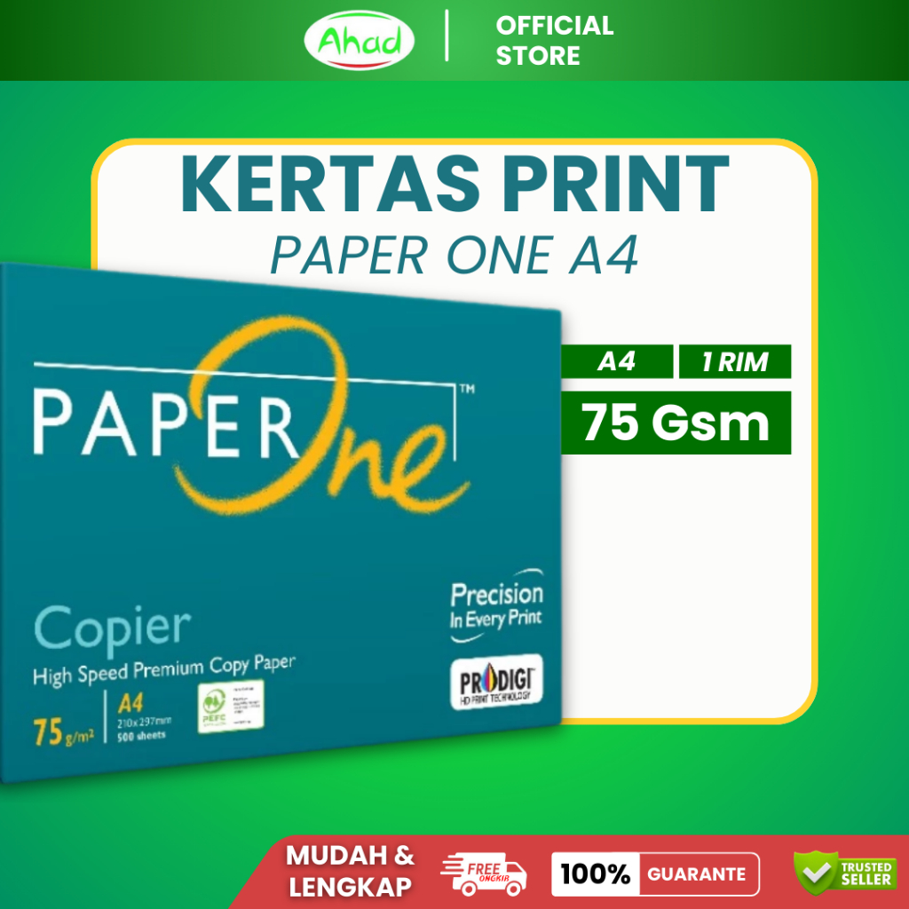 

Kertas HVS Paper One A4 75gsm Putih 500 Lembar / 1 Rim Kertas Fotocopy & Print / Kertas Fotocopy