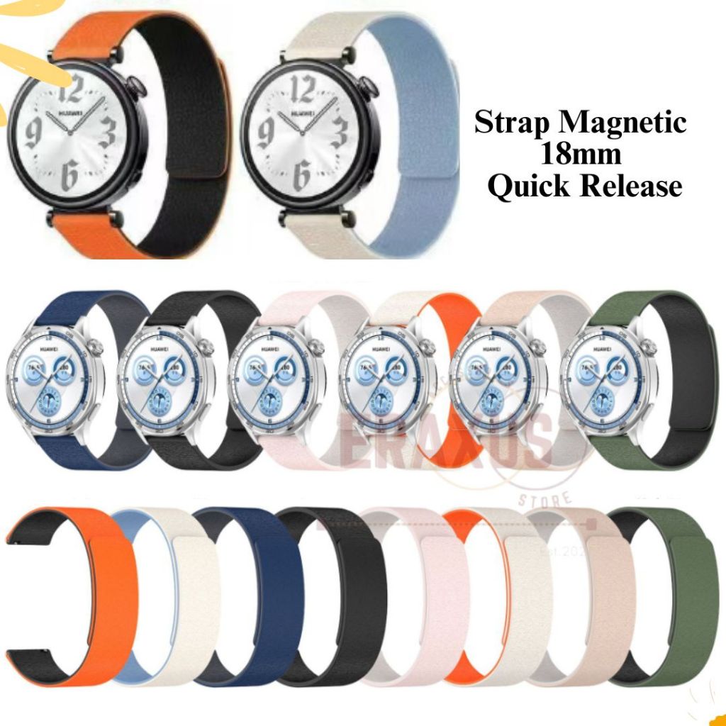 Eraxus Strap Pebbled Magnetic 18mm for Huawei Watch Gt 6 41mm GT 5 41mm GT 4 41mm GT5 Pro 42mm / Fos