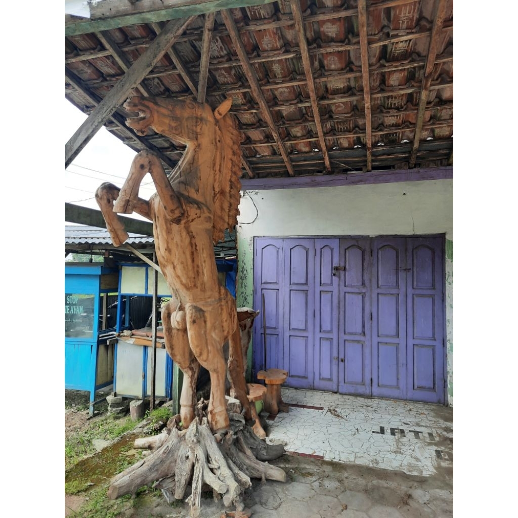 kuda kayu berdiri-kuda berdiri kayu jati