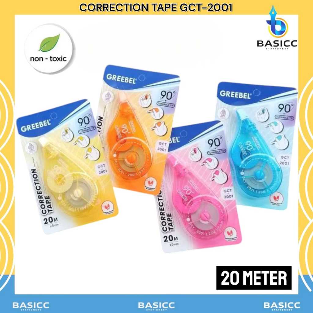 

Greebel Correction Tape GCT-2001 / Tip Ex Kertas Roll Pita Koreksi Pulpen @1 Pcs