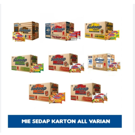

Mie Sedaap Karton 40pcs – Ayam Bawang, Soto, Kari Spesial, White Curry & Lainnya - All Varian