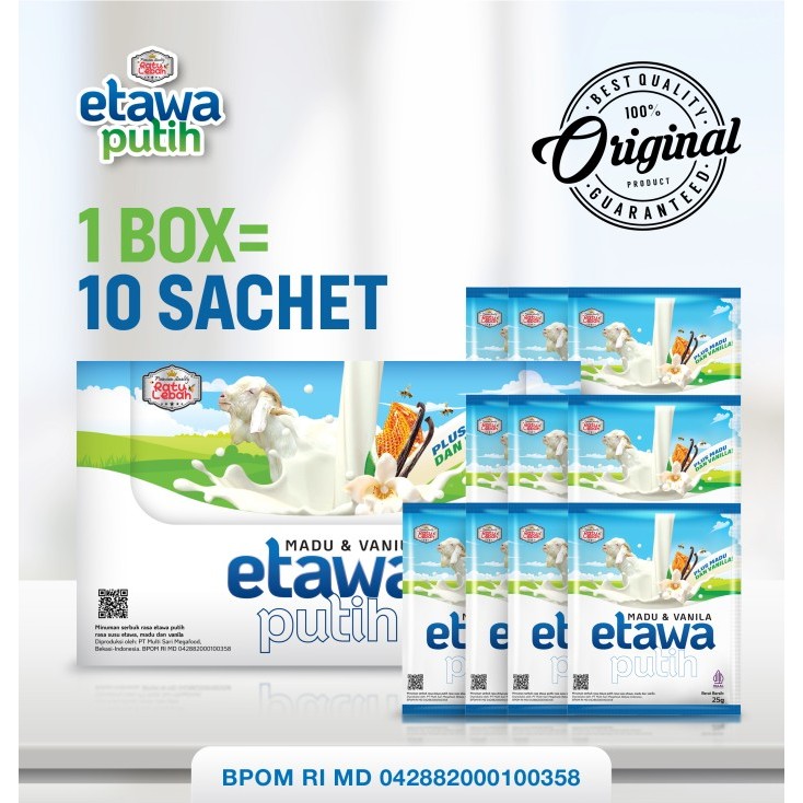 

Etawa Putih Ratu Lebah Madu Vanila 10 Sachet