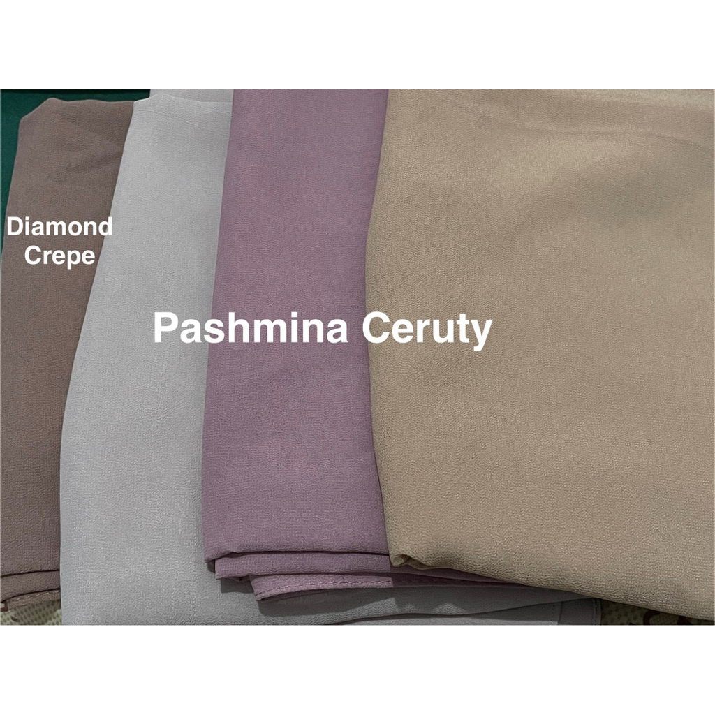 Preloved Pashmina Ceruty Diamond Crepe Crinkle Hijab Inner Segitiga Instan Plisket