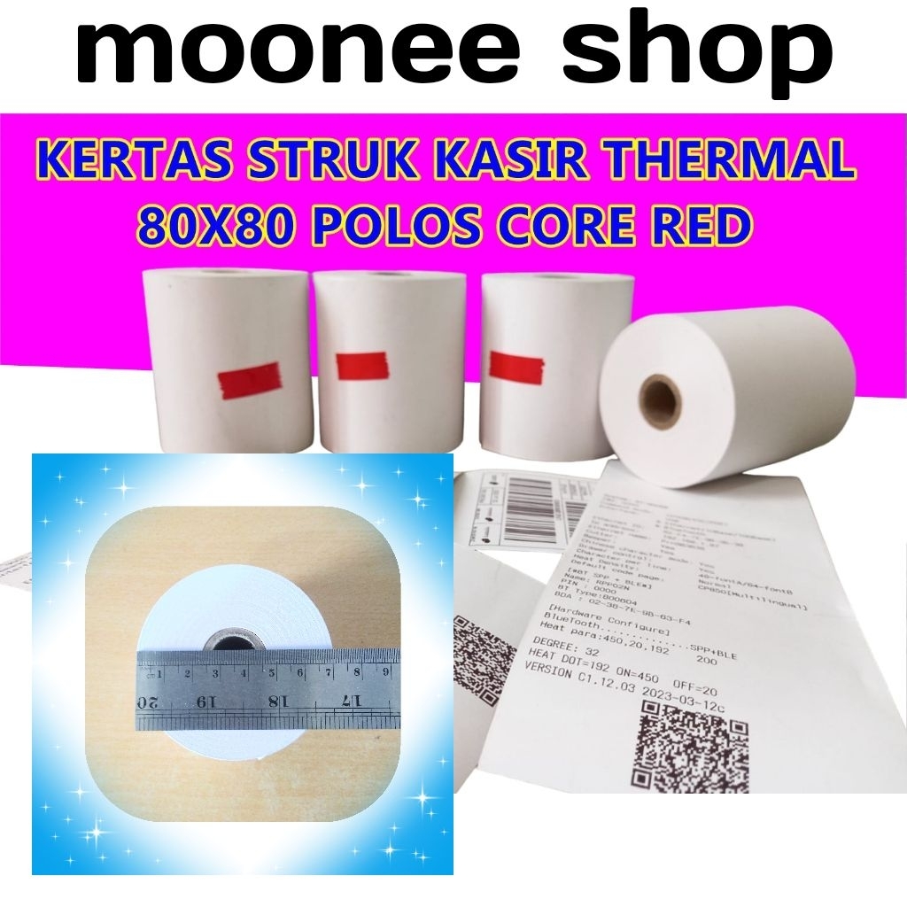 

KERTAS THERMAL 80X80 / KERTAS STRUK KASIR 80X80 POLOS CORE RED 80 x 80