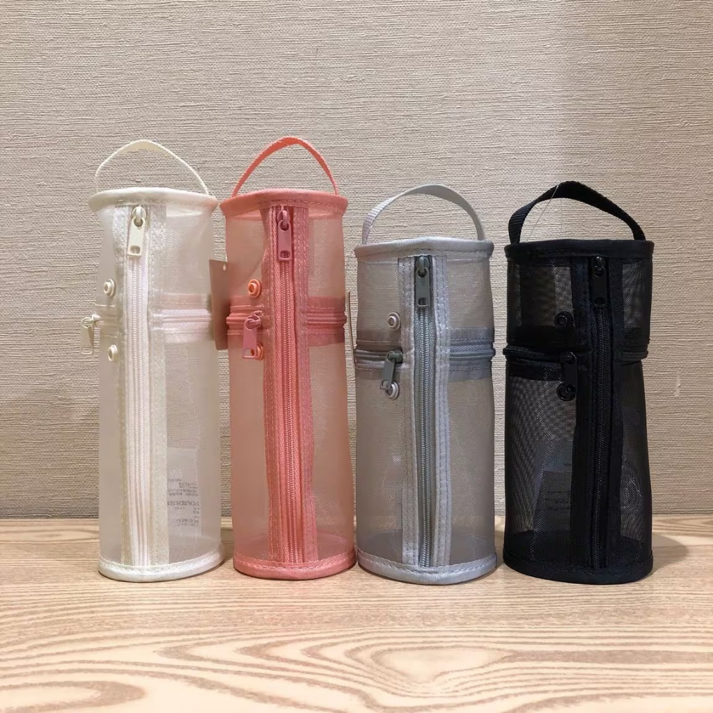 

Nylon Mesh Vertical/Horizontal Pen Case tempat kotak pensil