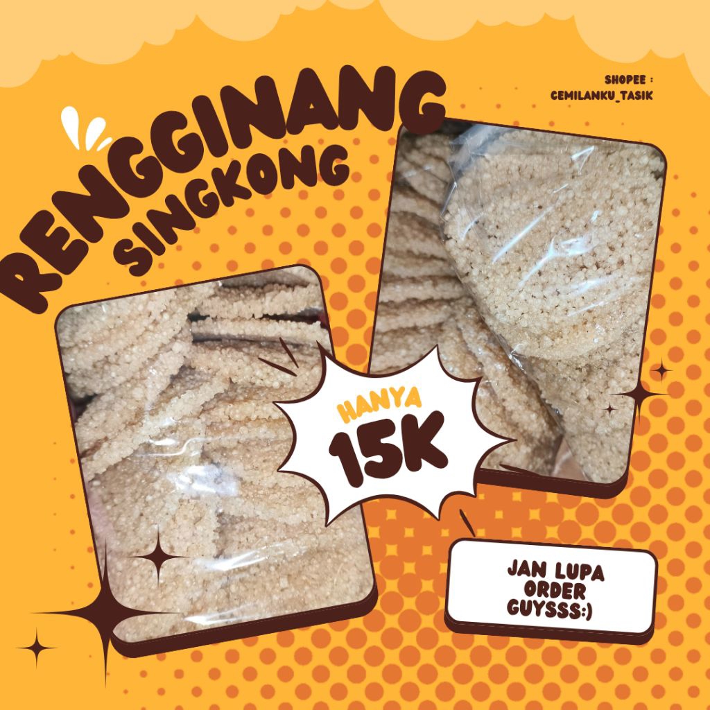 

TERMURAHHH!!! RENGGINANG SINGKONG KHAS TASIKMALAYA ISI 15 PCS, GURIH DAN RENYAHH
