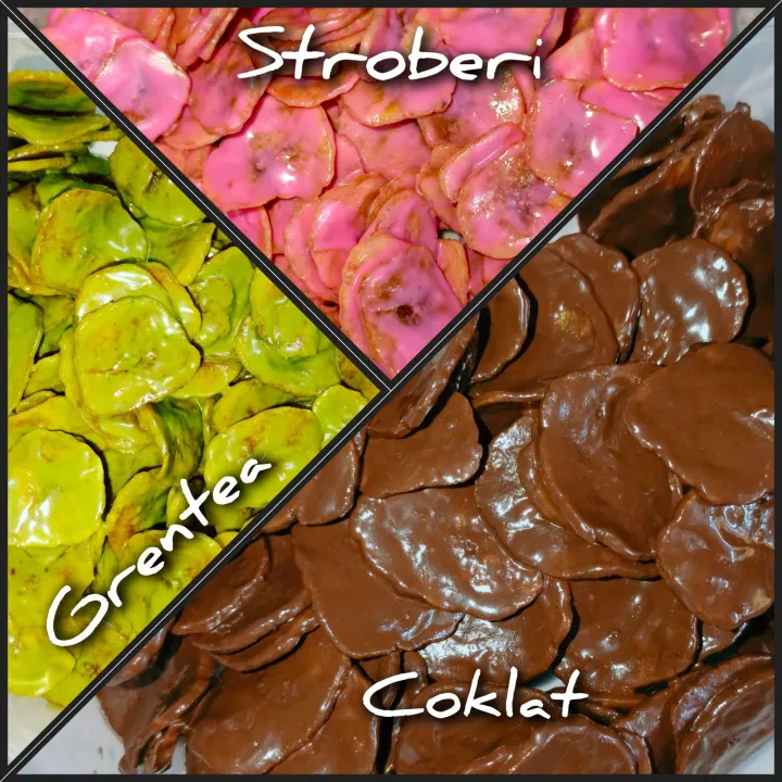 

KERIPIK PISANG LUMER COKLAT/MATCA/ STRAWBERRY