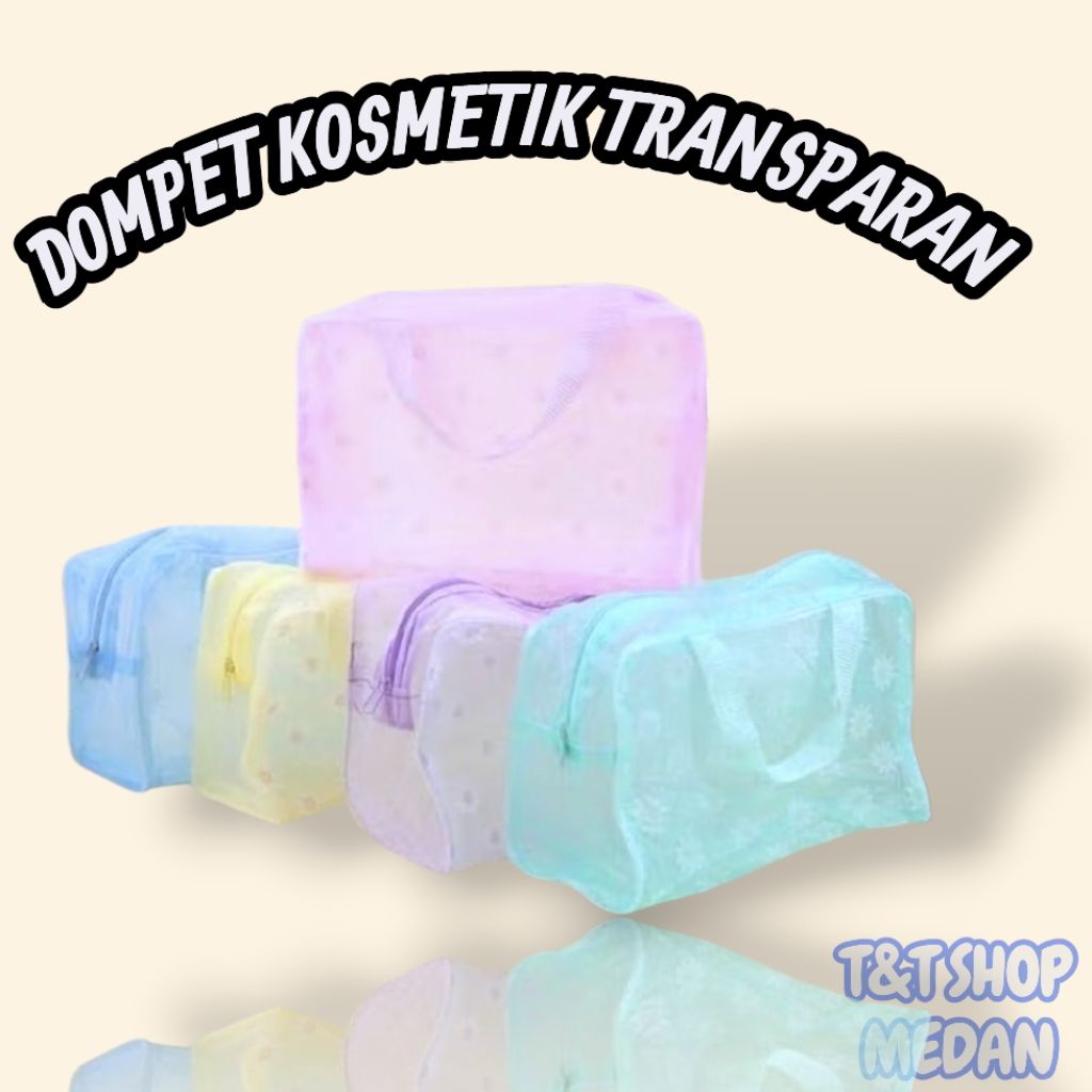 T&TSHOP MEDAN-DOMPET KOSMETIK/TAS KOSMETIK TRANSPARAN/BENING WARNA/I