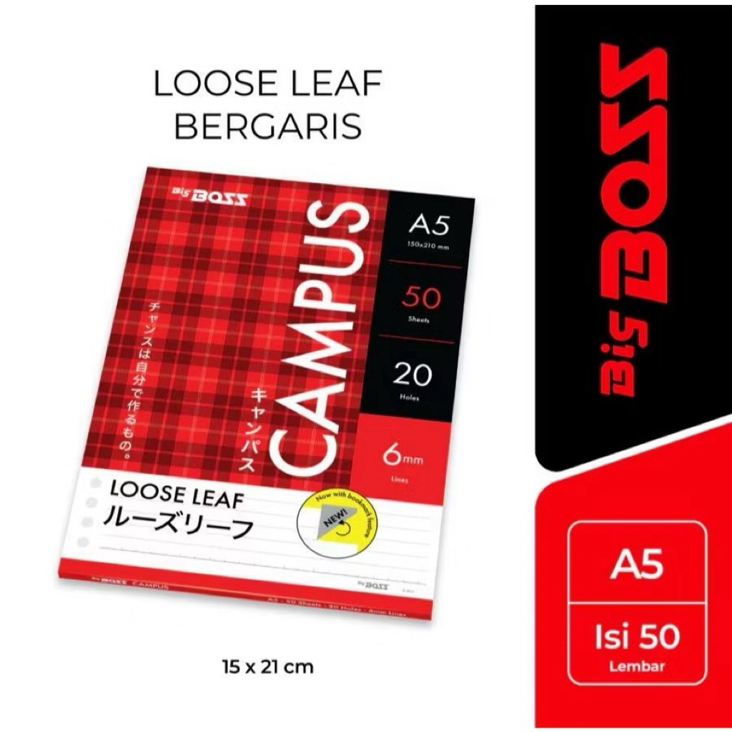 

Loose Leaf A5 50 Lembar Big Boss (bergaris)
