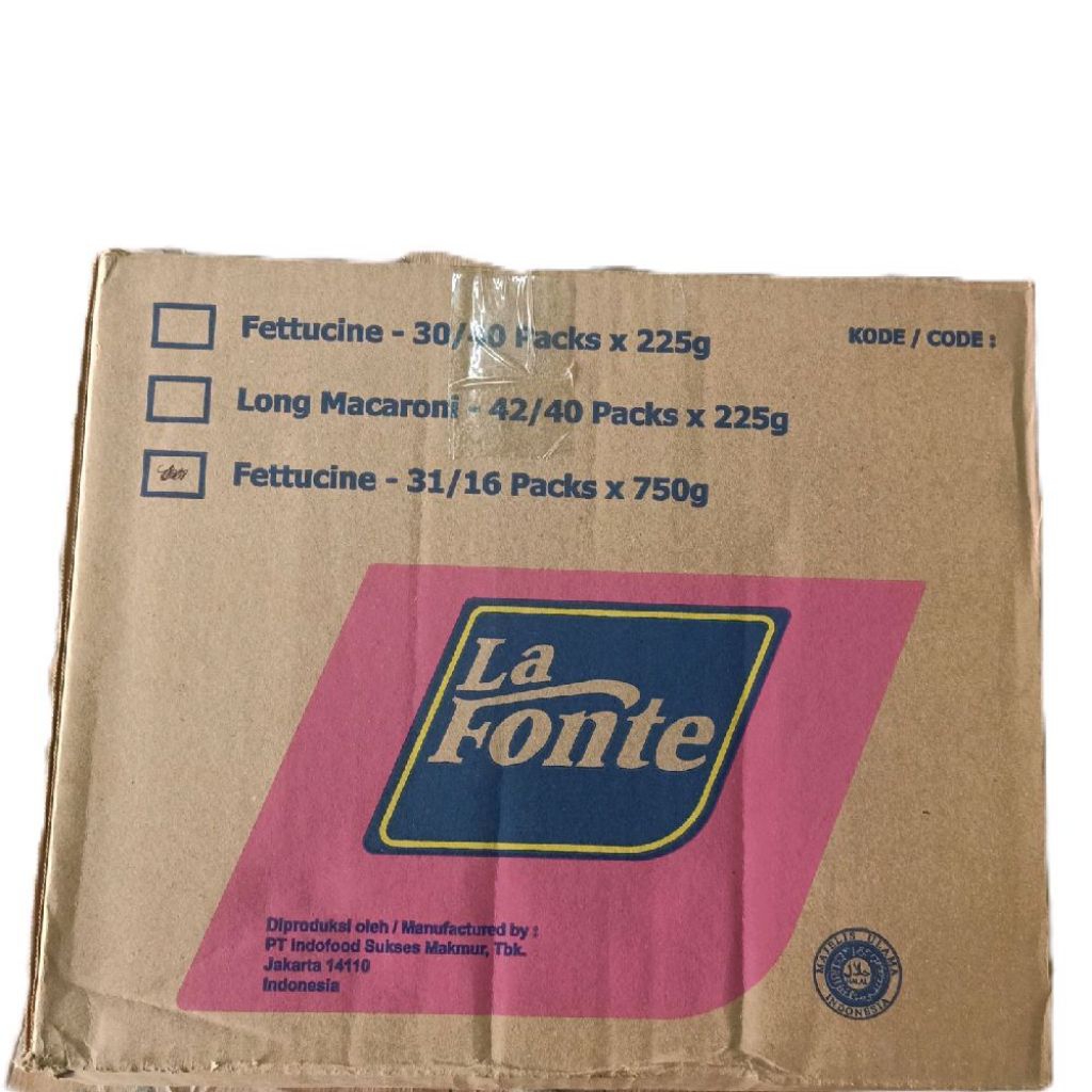 

Pasta la Fonte fettucine 750 gr per dus isi 16 pcs pengiriman reguler dan kargo