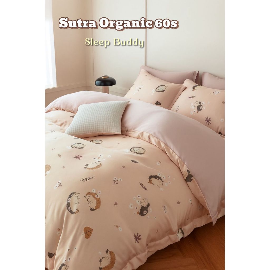 Bedcover Set Sprei Sutra Sutera Organic Organik 60s 80s Motif Anak Kartun Perempuan Laki