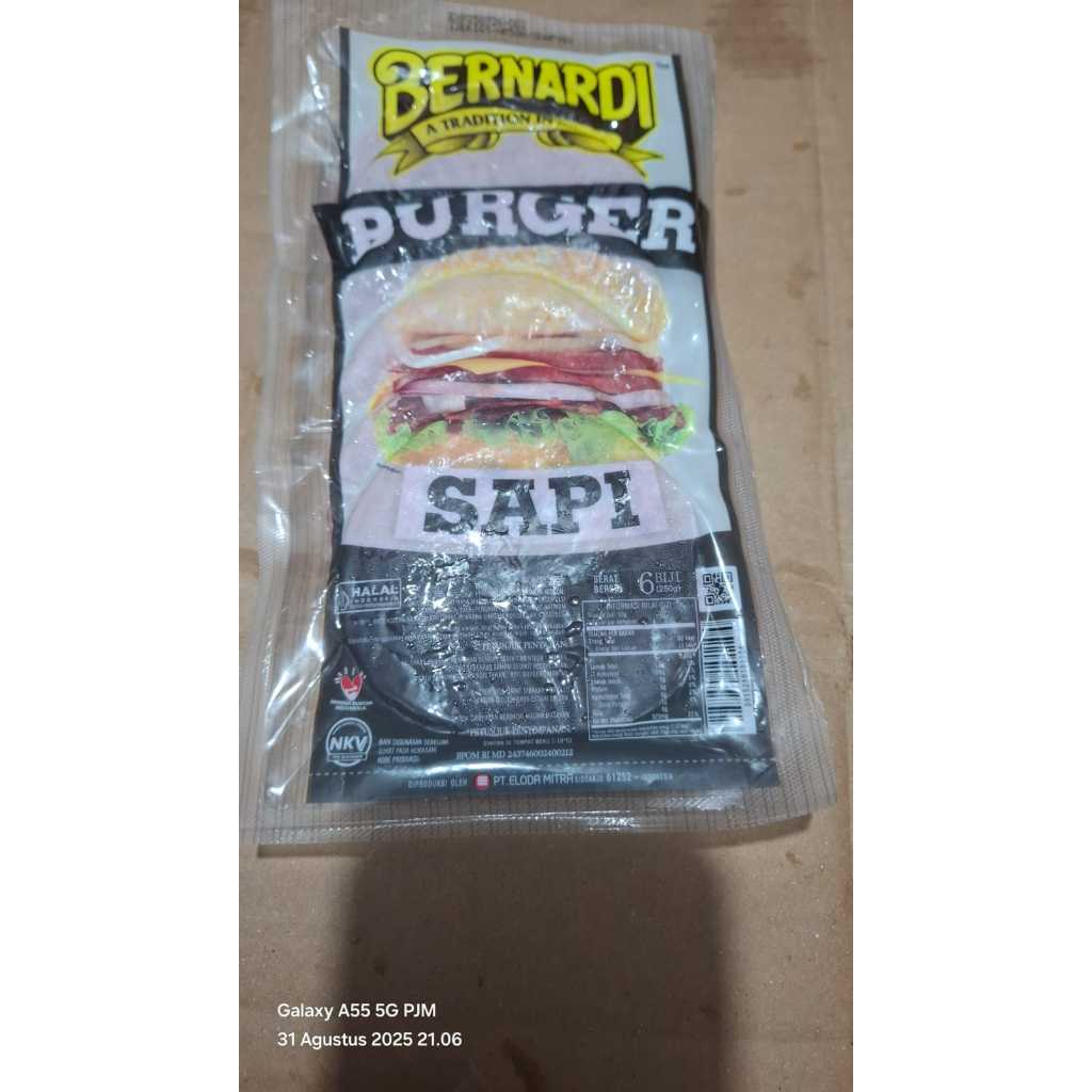 

BERNARDI Burger Sapi VC isi 6 250g / Burger Bernardi Sapi