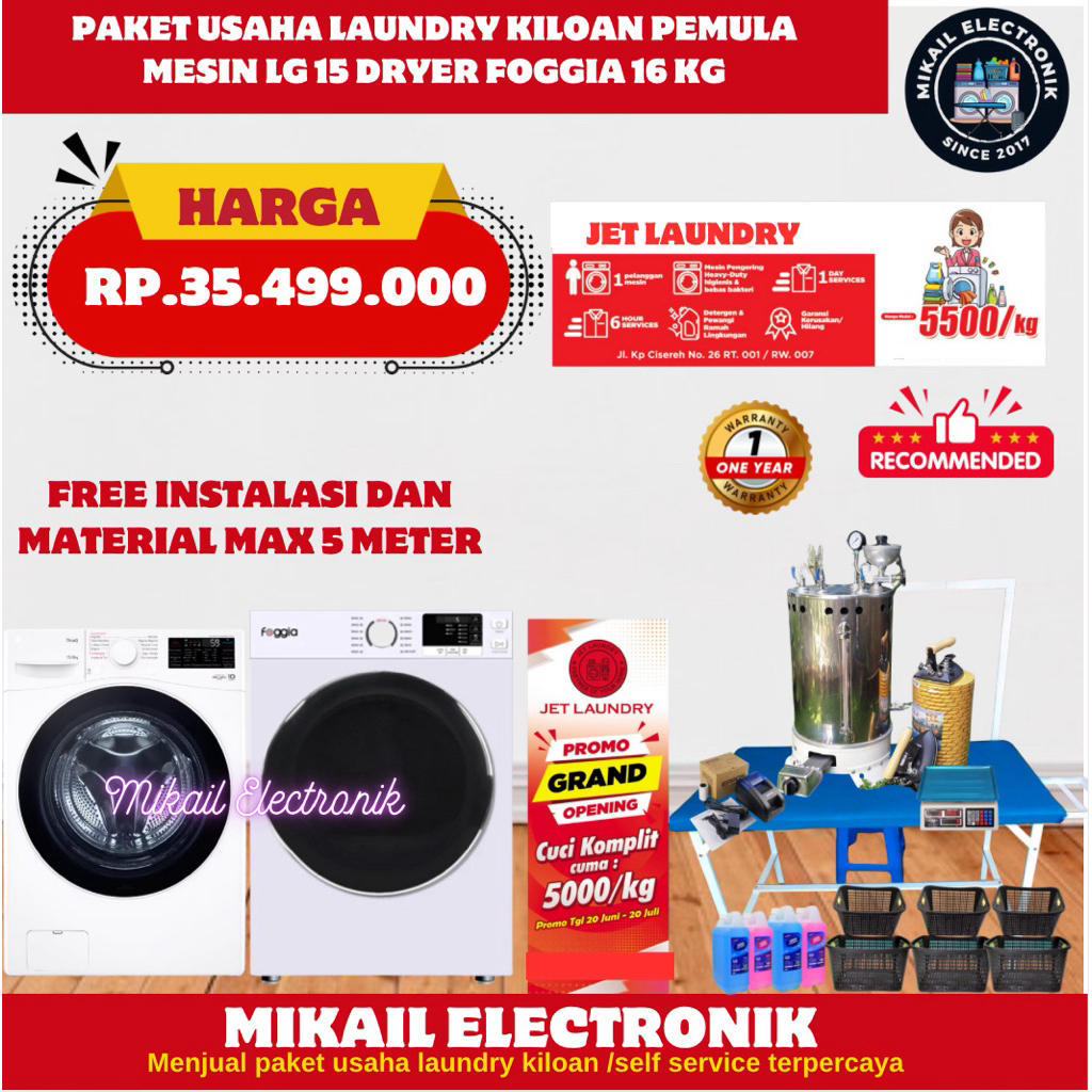 PAKET LAUNDRY KILOAN KING SIZE MESIN CUCI LG 15 DRYER FOGGIA 16Kg