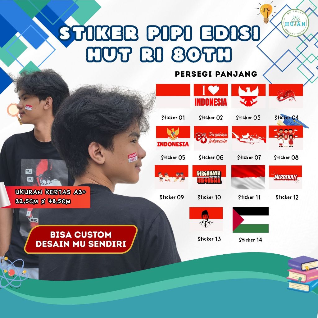 

Stiker Pipi Kemerdekaan/Stiker Pipi 17 Agustus Kemerdekaan Isi 144pcs