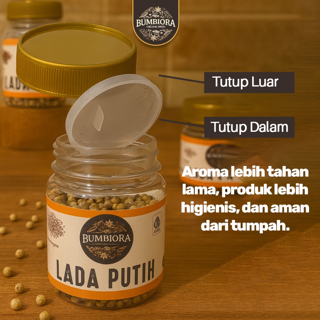 

Bumbiora - Lada Putih Butir 100% Asli | White Pepper Whole Premium - 80 gr / 50 gr
