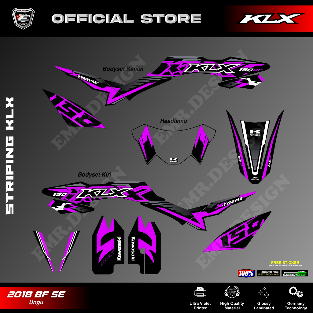Striping KLX 150 2018 BF SE Xtreme Ungu
