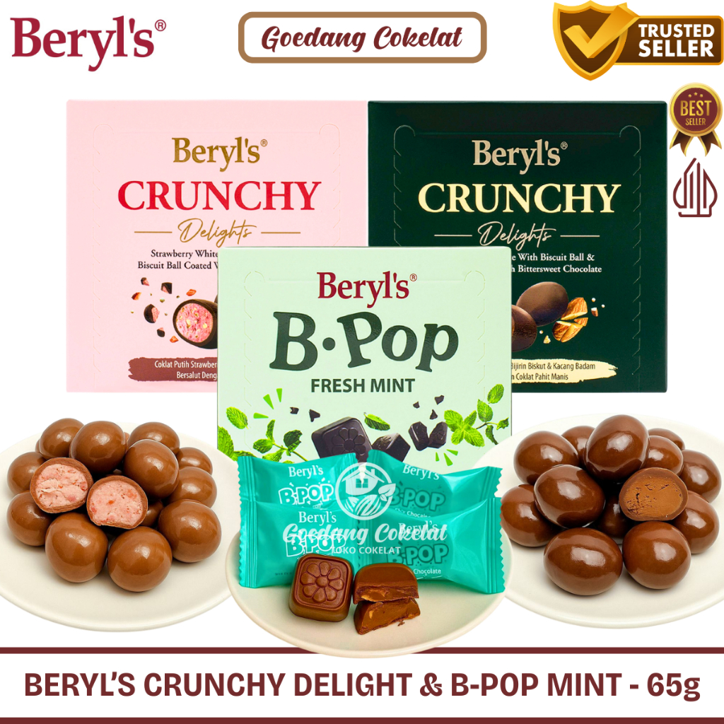 

Beryls Crunchy Delights Chocolate Gianduja Strawberry Biscuit Ball 60g / B-POP Mint Chocolate 50g