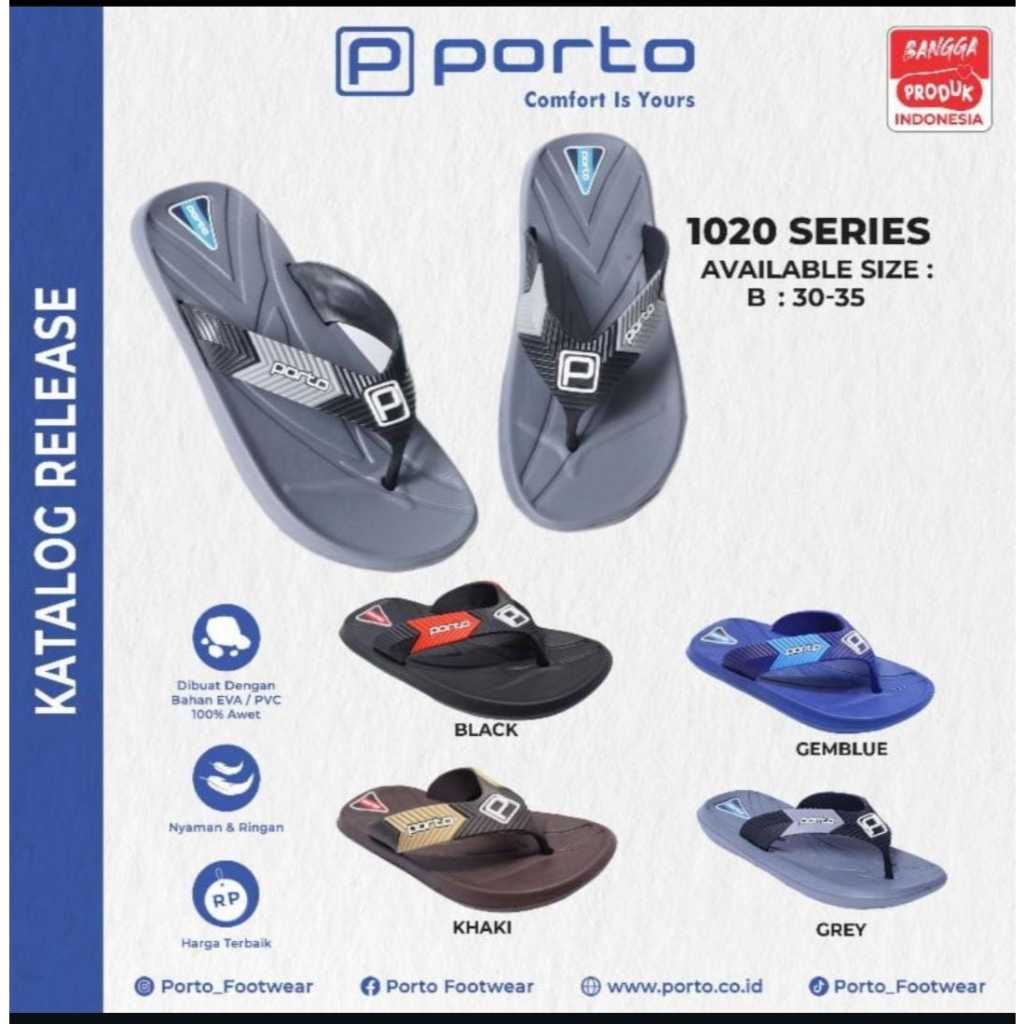 Sandal Porto anak Cowok Sandal Jepit Porto sandal anak berkualitas awet model trendi Kode 1020 Serie