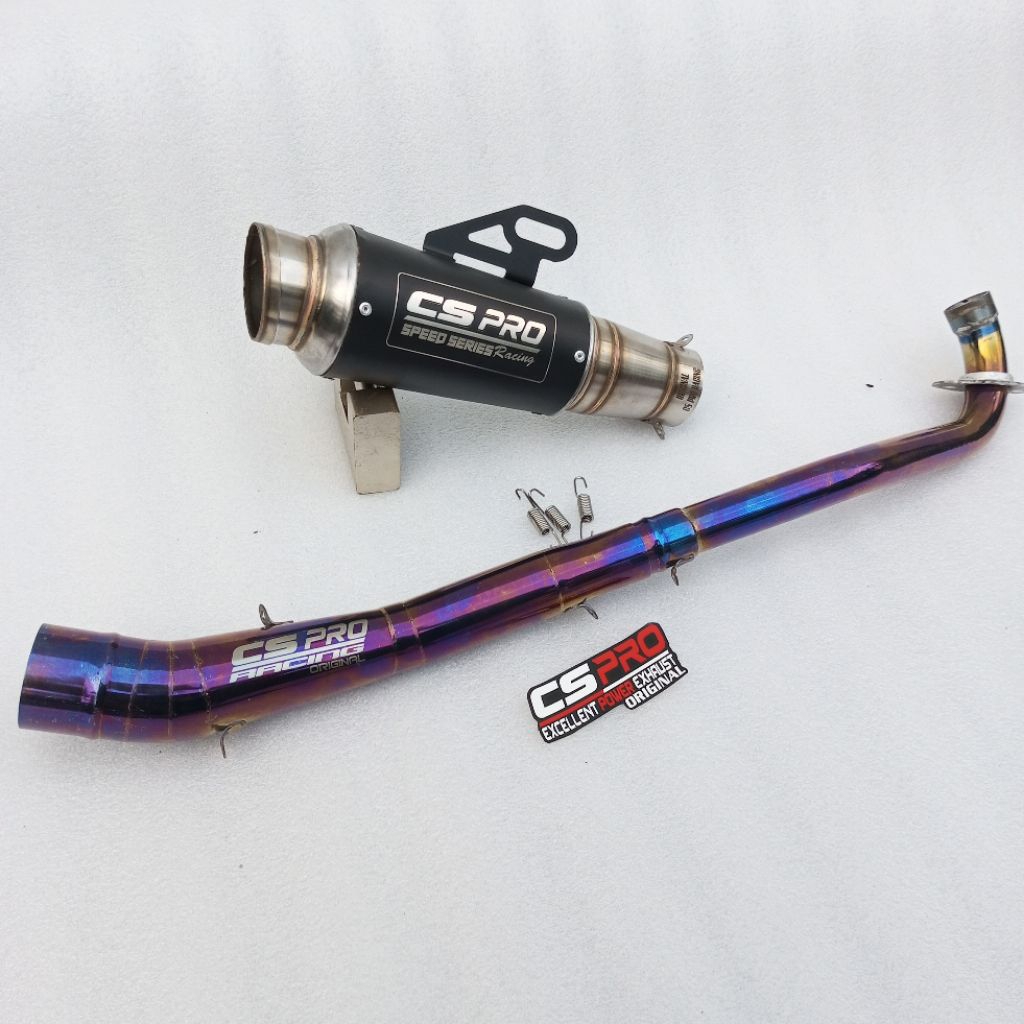 Knalpot racing original CS PRO short blackdof full system Jupiter Vega Supra karisma Shogun revo