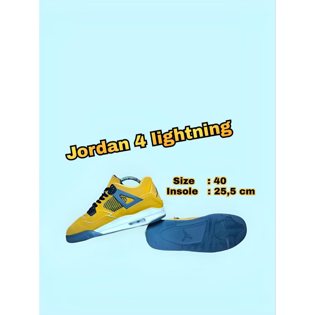 sepatu basket pria dan wanita second/prelovedd/bekas "JORDAN 4 LIGHTING" size 40 insole 25,5cm