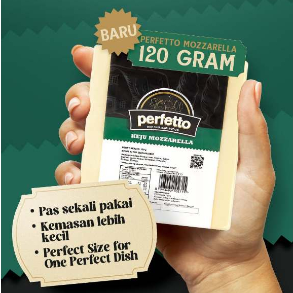 

PERFETTO Moza Mozzarella Cheese - Keju Mozarella Perfetto Original 120 gr - Kheiza Frozen