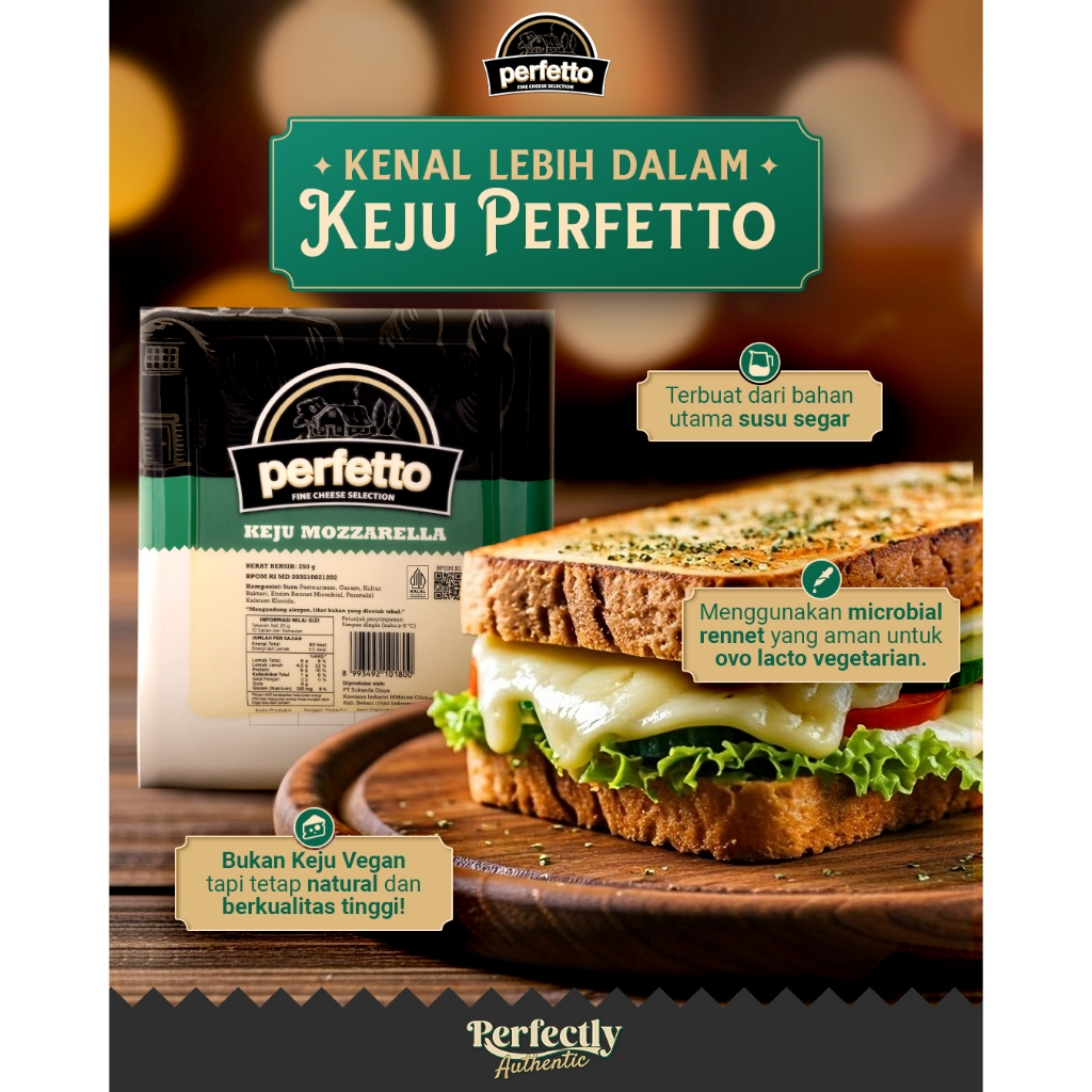 

PERFETTO Moza Mozzarella Cheese - Keju Mozarella Perfetto Original 250 gr - Kheiza Frozen