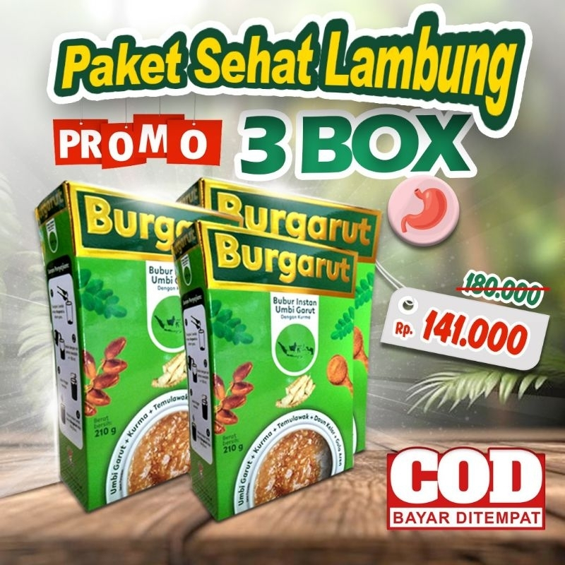 

BURGARUT Bubur Instan Umbi Garut Sereal Herbal Asam Lambung Maag Kronis Gerd Ampuh PAKET PROMO 3 BOX