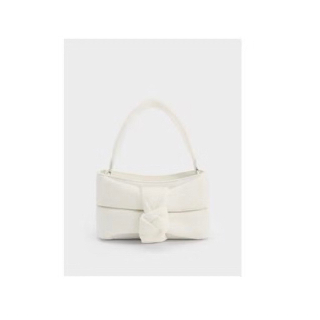 Charles & Keith Puffy Nylon Top Handle Bag - White