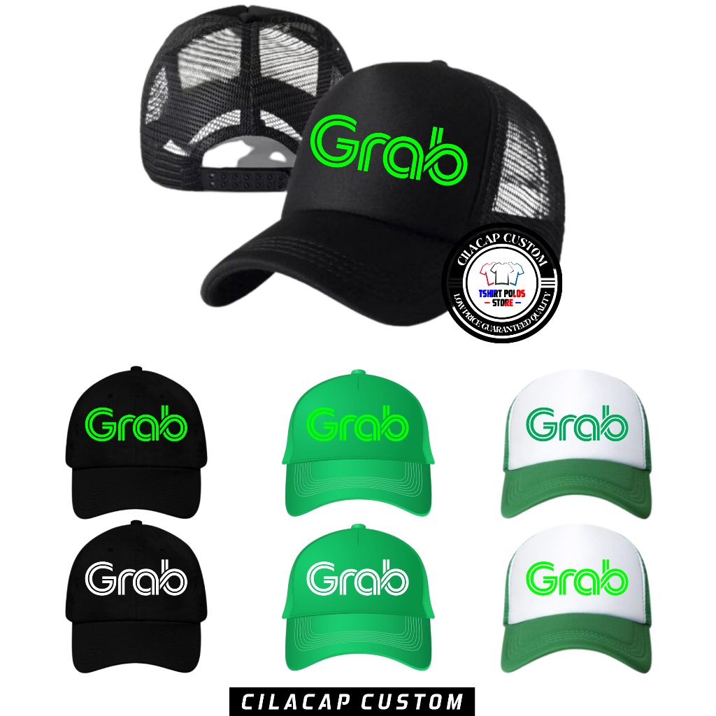 Topi jaring trucker logo GRAB | topi murah keren | topi pria dan wanita