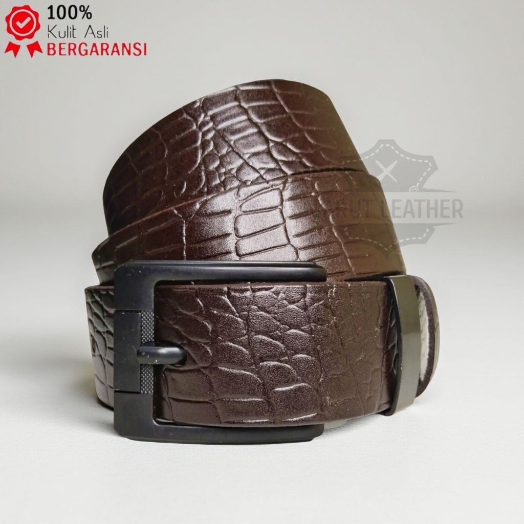 Sabuk Ikat Pinggang Pria Kulit Asli/Gesper Kulit Pria/Belt Kulit Buaya