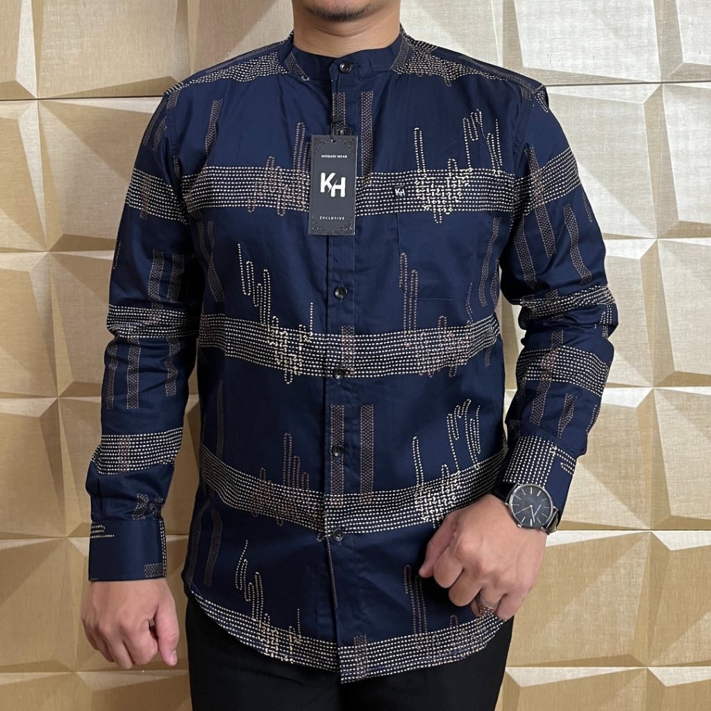 Kemko KH Baju Koko Kemeja Pria Dewasa Lengan Panjang Motif Grafis Premium