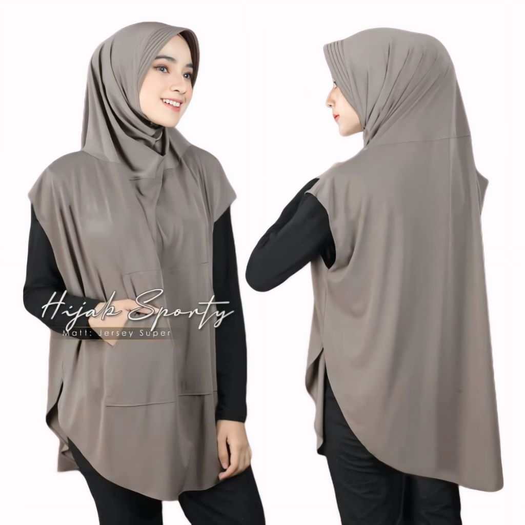 Hijab Rompi Sporty Jilbab Olahraga Saku Jersy Jumbo Premium